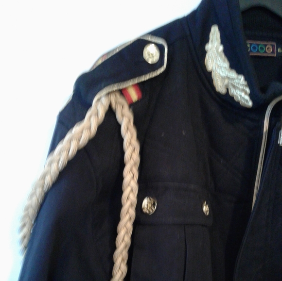 Coogi Mens XL Military Navy Parka Jacket Blazer Embroidered Patches black - Picture 2 of 10